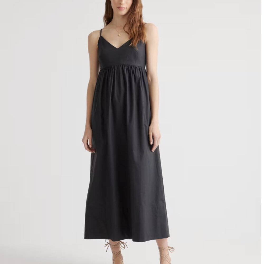 Quince 100% Organic Cotton Sleeveless Maxi Dress Black Size Medium